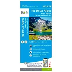 Carte IGN 3336ET Les Deux Alpes, Olan, Muzelle, Parc National Des Ecrins
