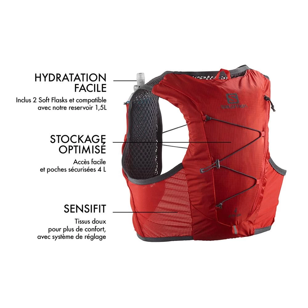 Gilet Trail Salomon Active Skin 4 With Flask Fiery Red Ebony 6 Gilet Trail Salomon Active Skin 4 With Flask Fiery Red Ebony – Image 6
