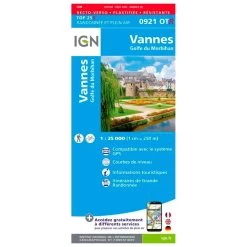 Carte IGN 0921OTR Vannes, Golfe Du Morbihan - Résistante