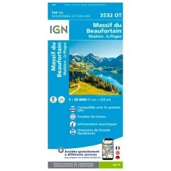 Carte IGN 3532OT Massif Du Beaufortain, Moûtiers, La Plagne