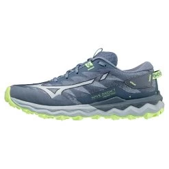 Chaussures De Trail Mizuno Wave Daichi 7 Wmn Vintage Indigo Subdued Blue Neo Lime