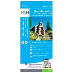 Carte IGN 3540OTR Barcelonnette, Pra Loup, Le Sauze, Allos, Parc National Du Mercantour - Résistante
