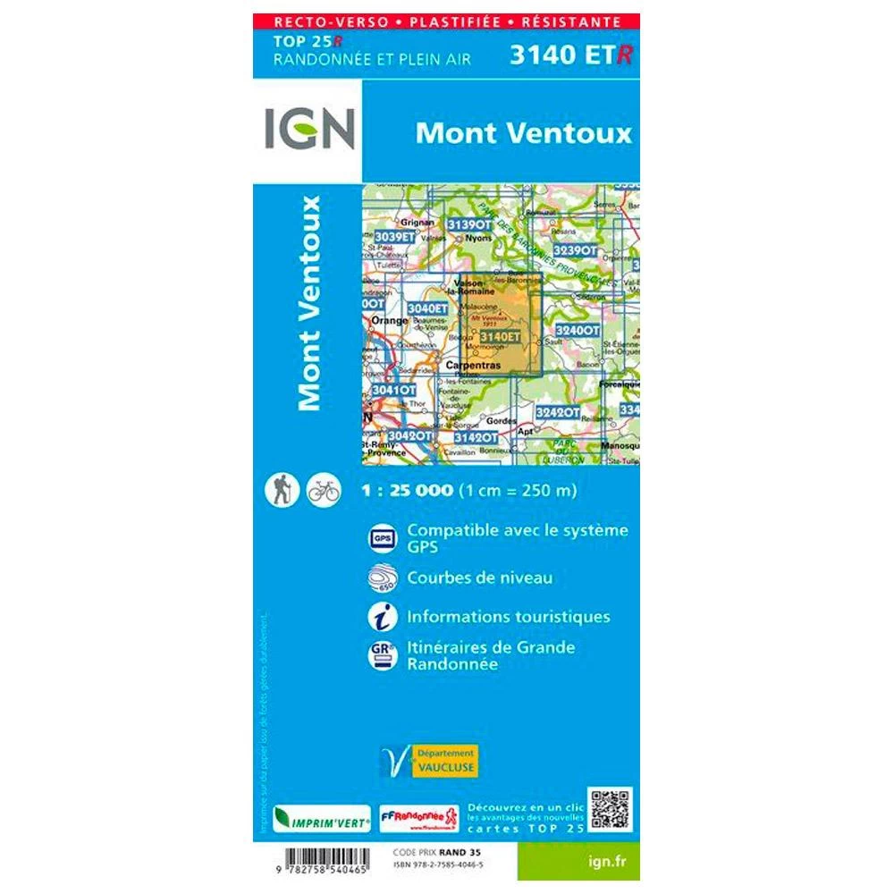 Carte IGN 3140ETR Mont Ventoux - Résistante 2 Carte IGN 3140ETR Mont Ventoux - Résistante – Image 2