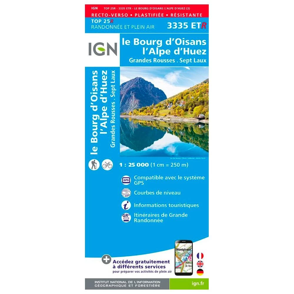 Carte IGN 3335ETR Le Bourg D'Oisans, L'Alpe D'Huez, Grandes Rousses, Sept Laux - Résistante 1 Carte IGN 3335ETR Le Bourg D'Oisans, L'Alpe D'Huez, Grandes Rousses, Sept Laux - Résistante