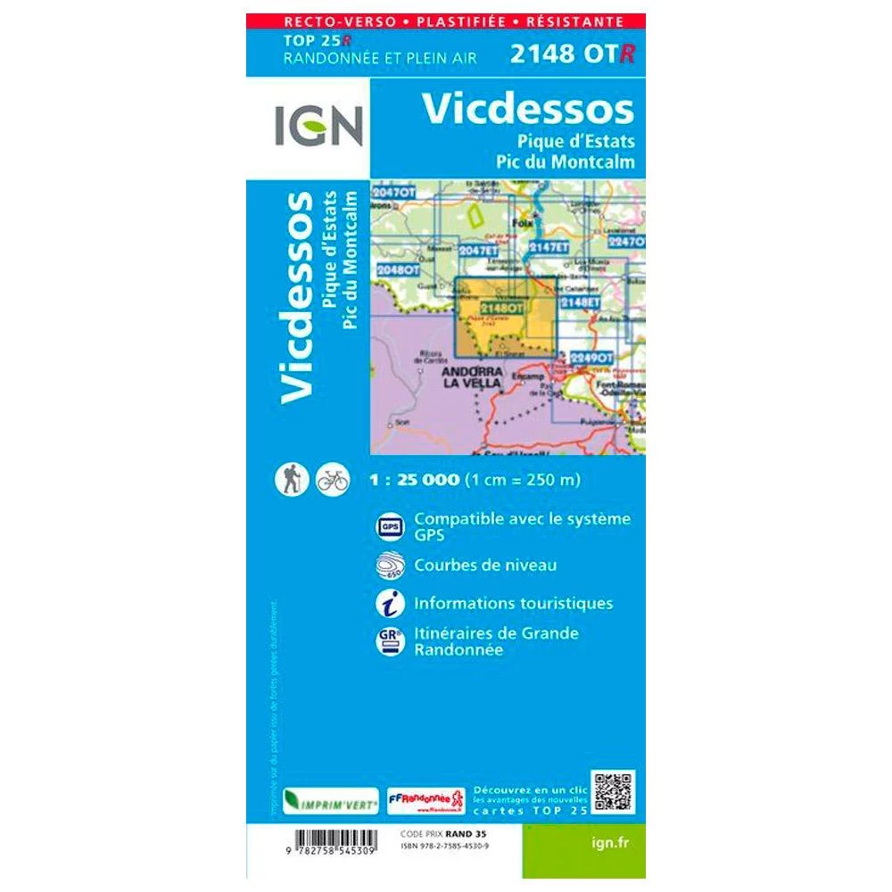 Carte IGN 2148OTR Vicdessos, Pique D'Estats, Pic Du Montcalm 2 Carte IGN 2148OTR Vicdessos, Pique D'Estats, Pic Du Montcalm – Image 2